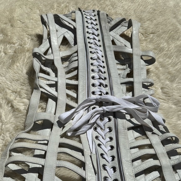 Ritual Fashion White Leather Cage Harness Dress - Size XS - Picture 4 of 8